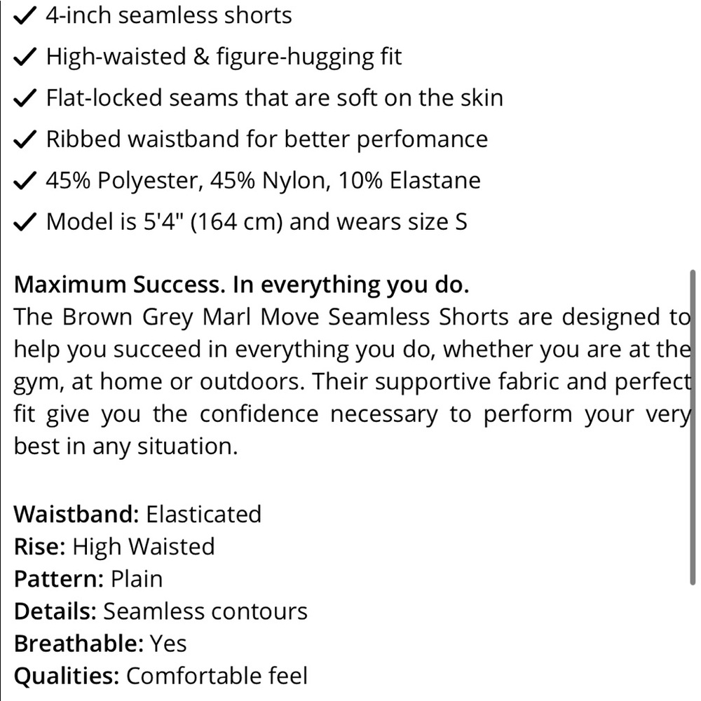 NEW! Women’s Best Move Seamless Shorts in Brown Grey Marl - Picture 10 of 10